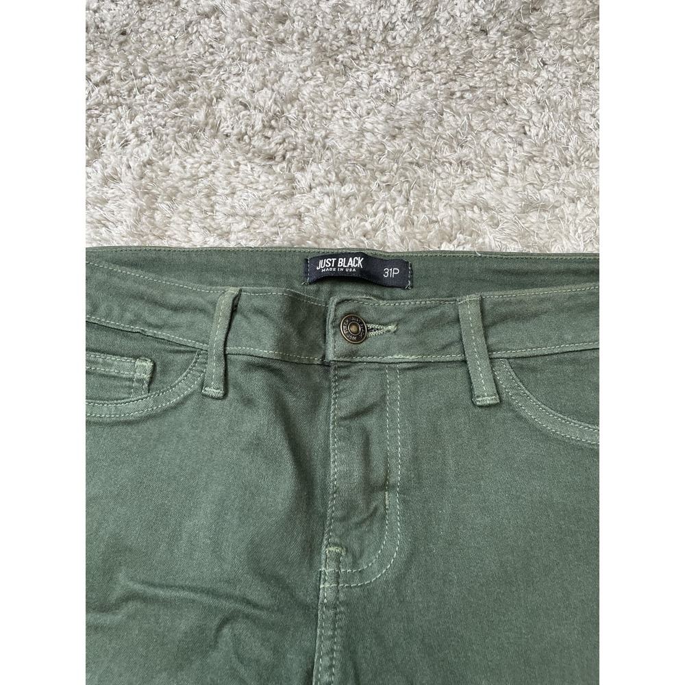 Just Black Jeans Womens 31P Green Skinny Denim Made in USA Five Pocket - Picture 4 of 10